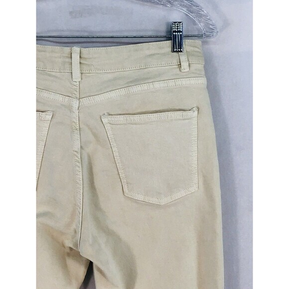 Zara Denim Flared Cropped Jeans Cream Color Women's 10 Raw Hem 26" Inseam - Picture 15 of 15